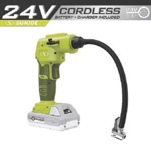 Auto Joe 24V-AJC-LTE 24-Volt IONMAX Cordless Portable Air Compressor Kit w/ 2.0-Ah Battery, Charger, Storage Bag, and Nozzle Adapters