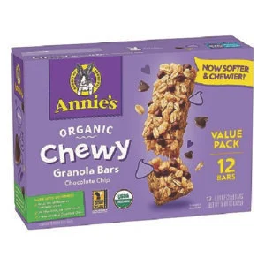 Annie’s Organic Chewy Granola Bars, Chocolate Chip, 10.68 oz, 12 ct