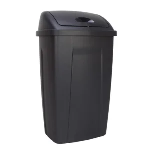 13 Gallon Plastic Swing Top Kitchen Garbage Trash Can, Black