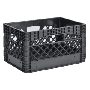 24QT Plastic Heavy-Duty Milk Crate, Black