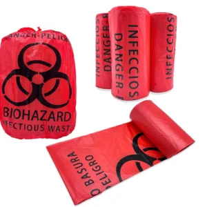 Biohazard Waste Bags 50 Count 24.4in, 10-Gallon Safe Infectious Waste Disposal Bags,Red Trash Liner,No Leak Bags, Medical Grade